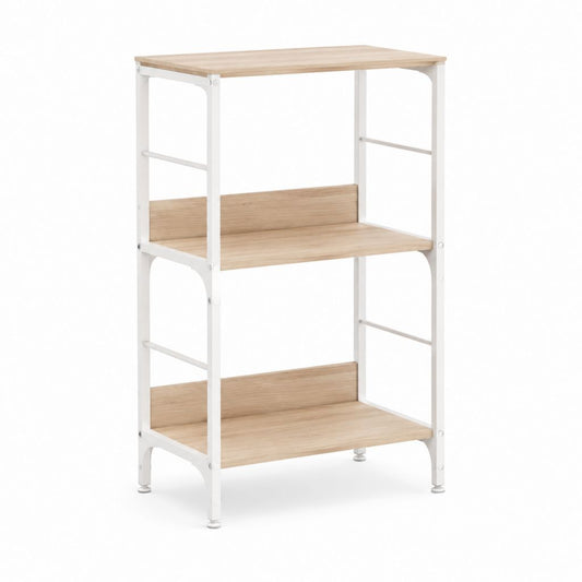 Étagère bibliothèque 3 niveaux blanc et chêne clair acier MDF rectangulaire 60 x 30 x 90 cm