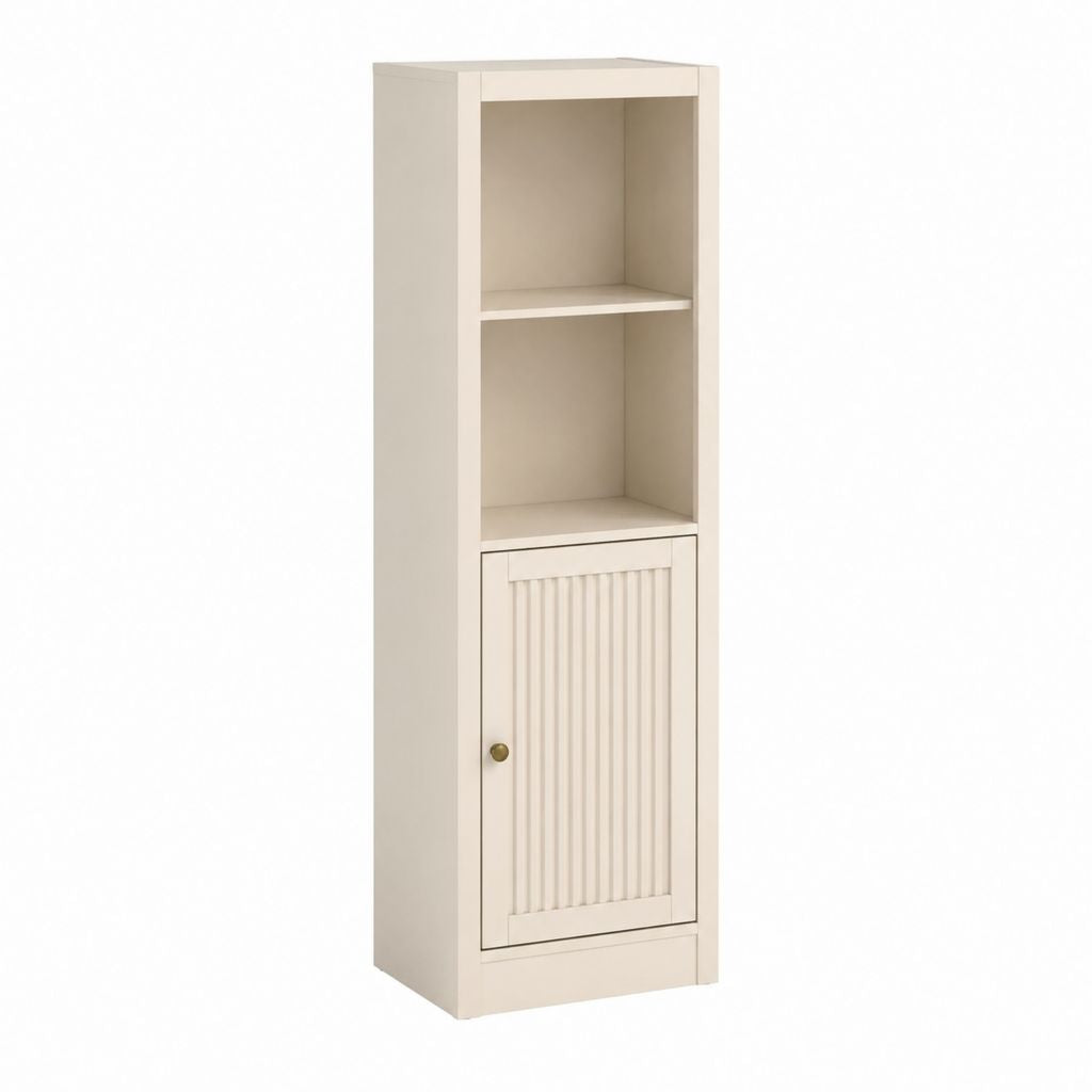 Buffet colonne de rangement beige en MDF rectangulaire 50 x 35 x 180 cm