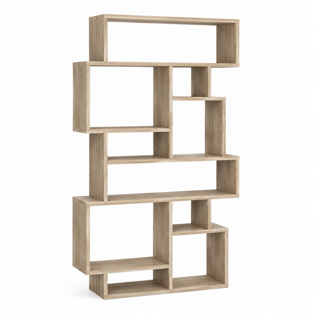 Bibliothèque étagère ouverte chêne clair en panneaux de particules 80 x 24 x 160 cm