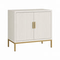 Buffet 2 portes blanc et doré en MDF rectangulaire 80 x 40 x 90 cm
