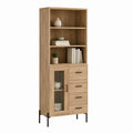 Buffet haut de rangement chêne clair en panneaux de particules 80 x 40 x 180 cm