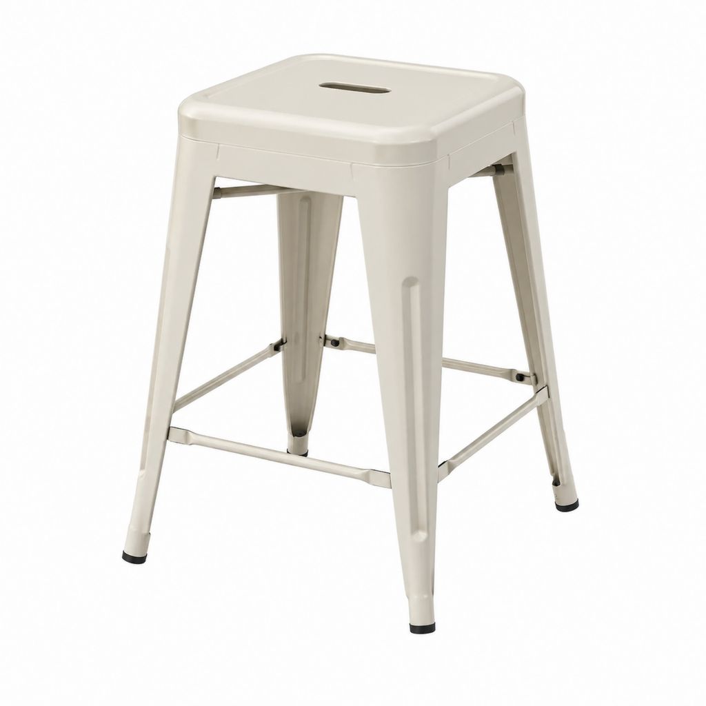 Tabouret de bar carré beige en acier 30 x 30 x 76 cm