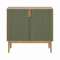 Buffet de rangement vert et décor chêne en MDF 100 x 40 x 110 cm