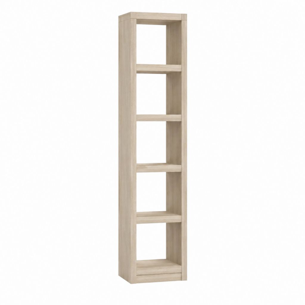 Bibliothèque colonne ouverte chêne clair en panneaux de particules 30 x 30 x 180 cm