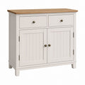 Buffet de salle à manger blanc et chêne en MDF rectangulaire 90 x 40 x 90 cm avec 2 portes et 2 tiroirs