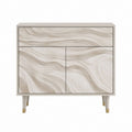 Buffet de rangement rectangulaire 2 portes 1 tiroir beige clair en MDF 100 x 40 x 80 cm