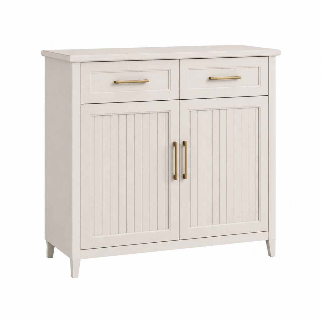 Buffet de rangement blanc cassé en panneaux MDF rectangulaire 100 x 40 x 90 cm