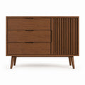 Buffet de rangement rectangulaire brun noyer en MDF plaqué 120 x 40 x 90 cm