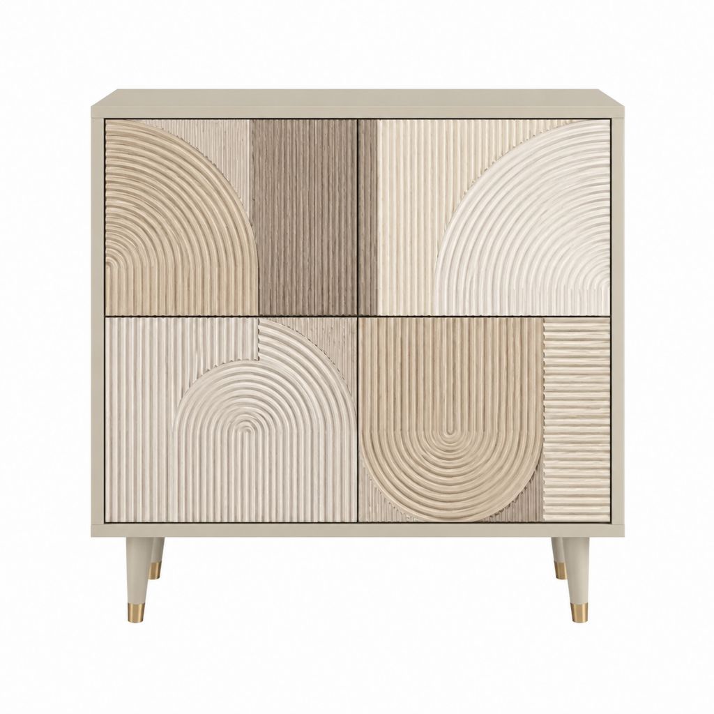 Buffet 4 portes beige en panneaux MDF 90 x 40 x 100 cm