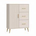 Buffet de salle à manger beige en MDF rectangulaire 80 x 40 x 120 cm avec 3 tiroirs et porte