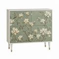 Buffet 4 portes blanc et vert en MDF rectangulaire 90 x 40 x 90 cm